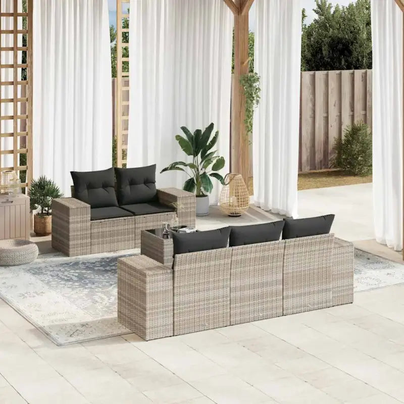 Modulaire tuinbank met beige materiaal en gepoedercoat staal afmetingen voor terras en tuin - Lichtgrijs / 1