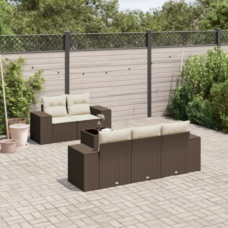 Modulaire tuinbank met beige materiaal en gepoedercoat staal afmetingen voor terras en tuin - Bruin en crème / 1