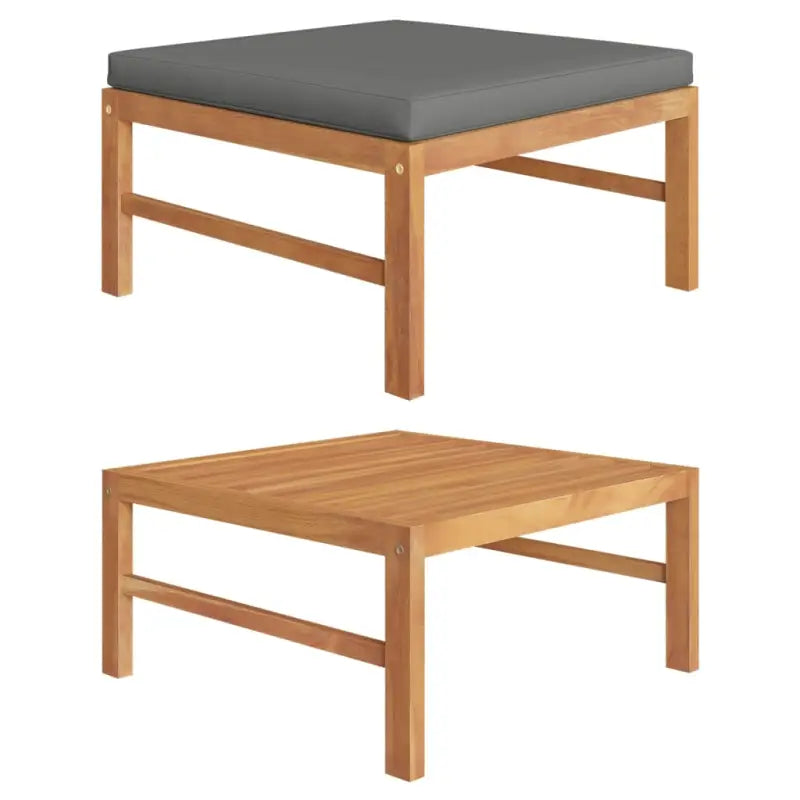 Modulaire tuinbank met fijn geschuurd hout en comfortabele kussens - Donkergrijs / 1 / Voetensteun - Modulaire