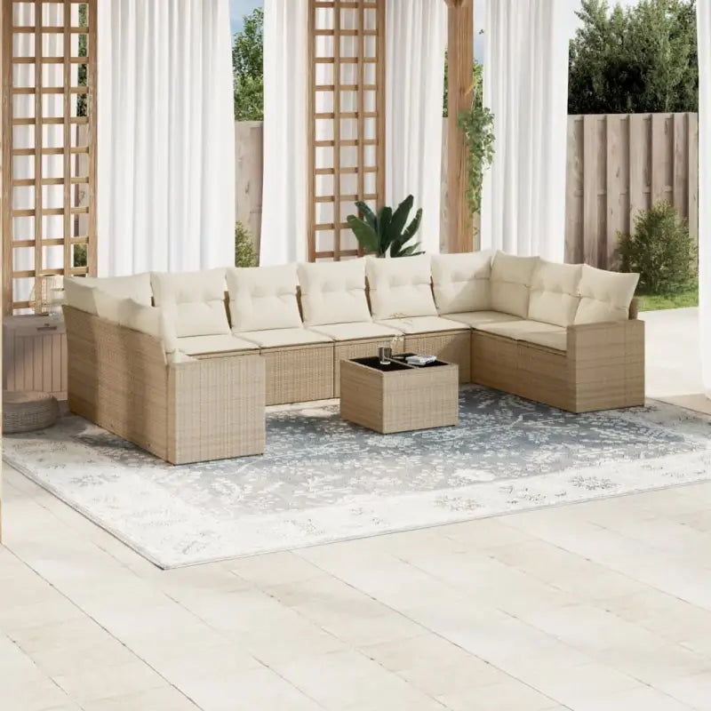 Modulaire tuinbank met gepoedercoat staal afmetingen en waterdichte tas - beige en crèmekleurig / 1 / Met tafel