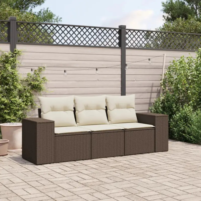 Modulaire tuinbank met poly rattan en comfortabele zitervaring - Bruin en crème / 1 / Zonder tafel - Modulaire