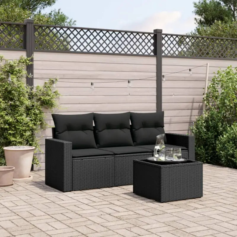 Modulaire tuinbank met waterdichte tas en poly rattan voor buitenplezier - Zwart / 1 / Met tafel - Modulaire tuinbanken