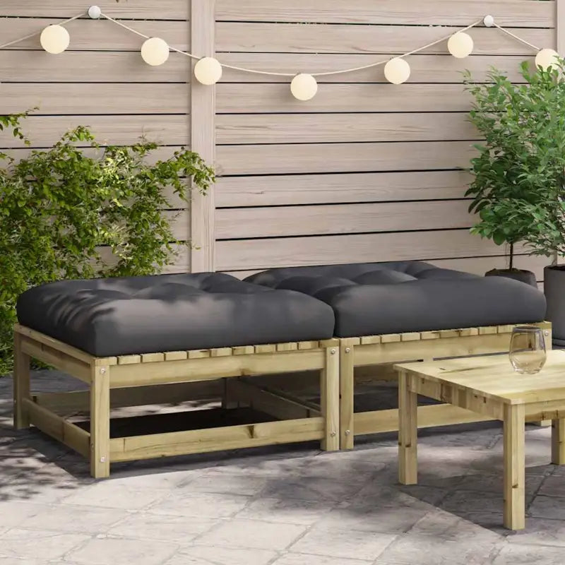 Modulaire tuinbank van massief douglashout met kussens voor je tuin - Naturel geïmpregneerd / 1 / footstool (6 pcs)
