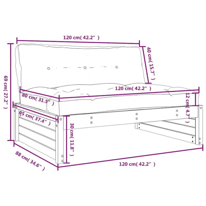 Modulaire tuinbank van massief grenenhout met zachte kussens - Modulaire tuinbanken