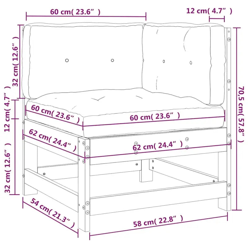 Modulaire tuinbank van massief grenenhout met zachte kussens - Modulaire tuinbanken