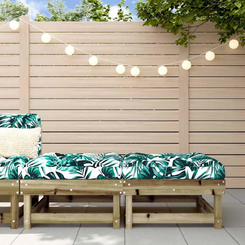 Modulaire tuinbank van massief grenenhout met zachte kussens - Bruin / 1 / 2x voetensteun - Modulaire tuinbanken