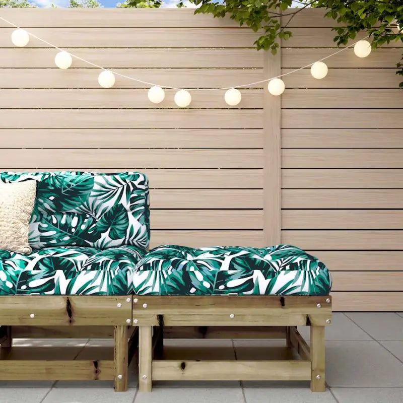 Modulaire tuinbank van massief grenenhout met zachte kussens - Bruin / 1 / Voetensteun - Modulaire tuinbanken