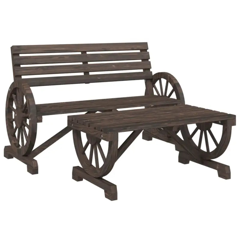 Modulaire tuinbank van massief vurenhout met gebrande uitstraling en afmetingen - Modulaire tuinbanken