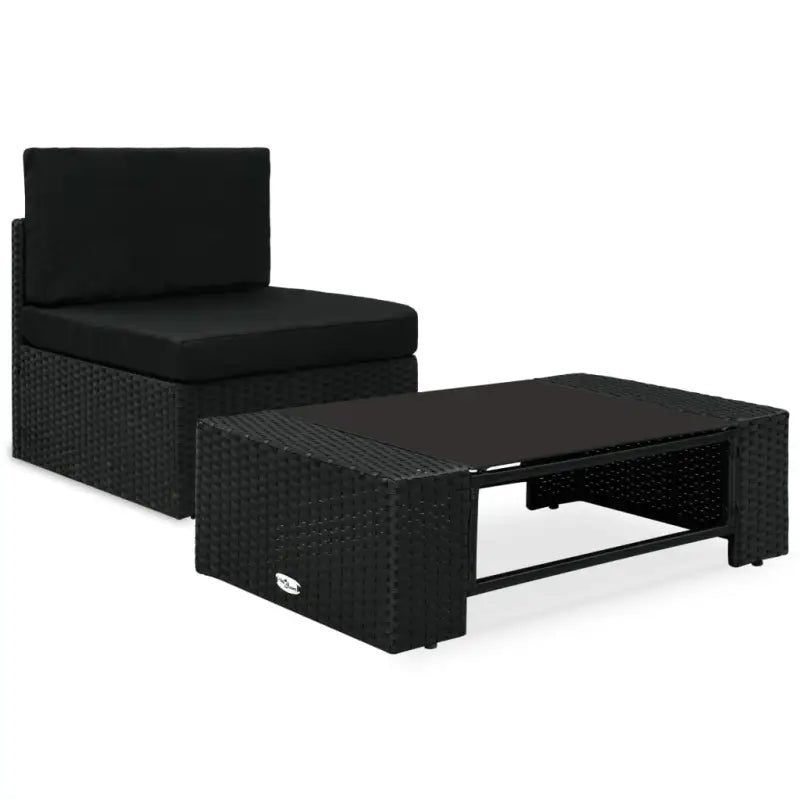 Modulaire tuinbank van poly rattan voor alle seizoenen - Zwart / 1 / Middenbank + salontafel - Modulaire tuinbanken