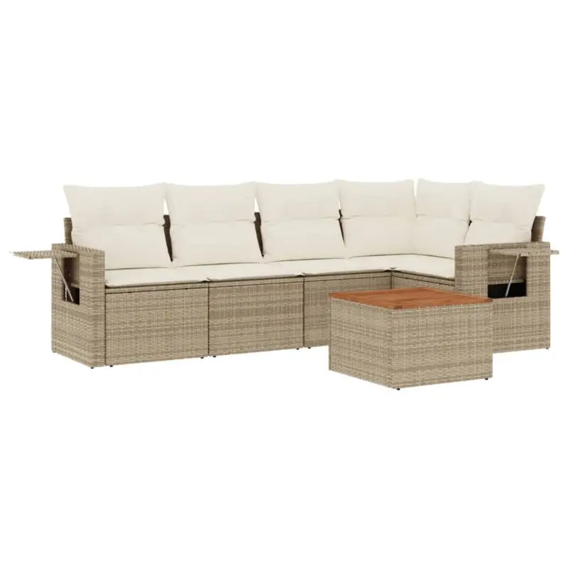 Modulaire tuinbanken met beige materiaal en gepoedercoat staal - Beige / 1 / 2x middle + table + 1x corner - Modulaire