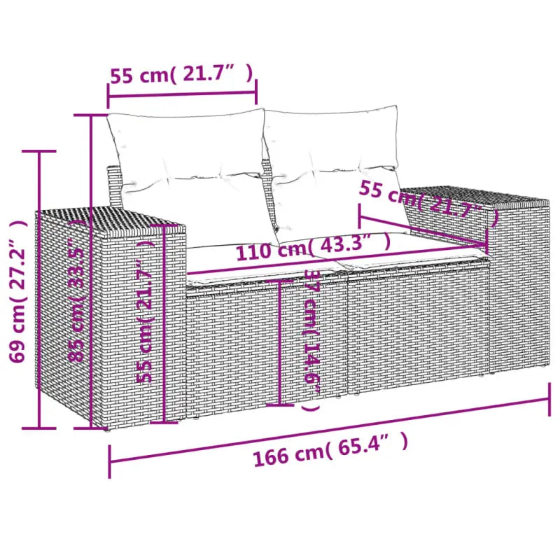 Modulaire tuinbanken met grijs materiaal en gepoedercoat staal afmetingen - Modulaire tuinbanken