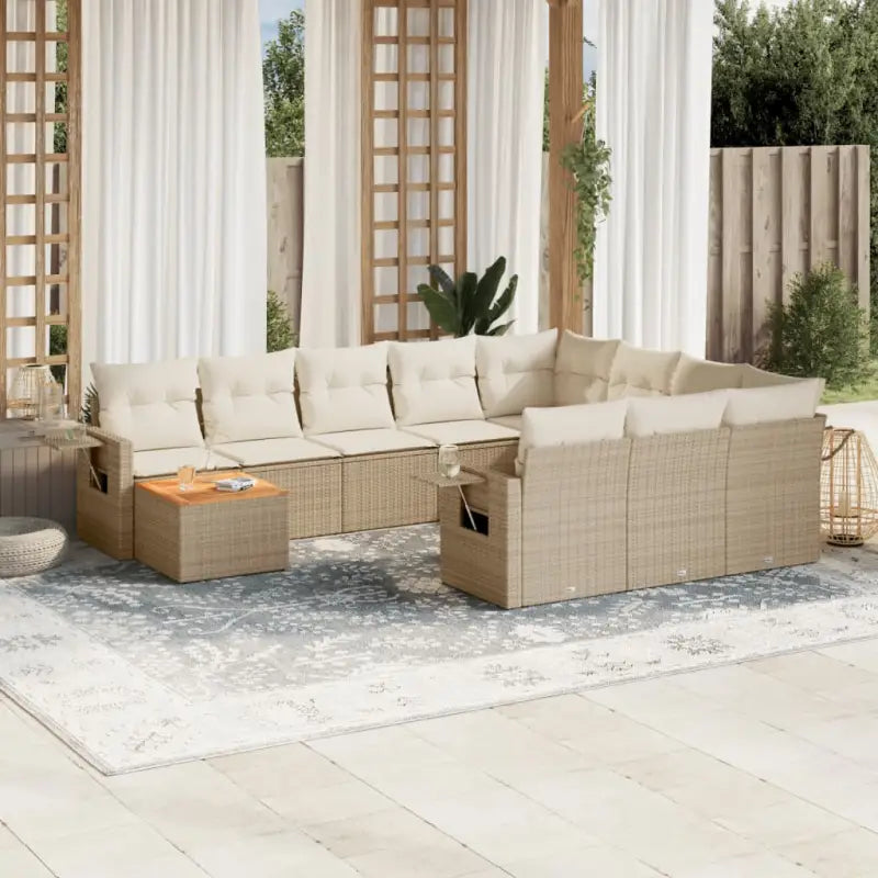 Modulaire tuinbanken van zwart gepoedercoat staal voor terras en tuin - Beige / 1 / 6x midden + Tafel + 2x hoek
