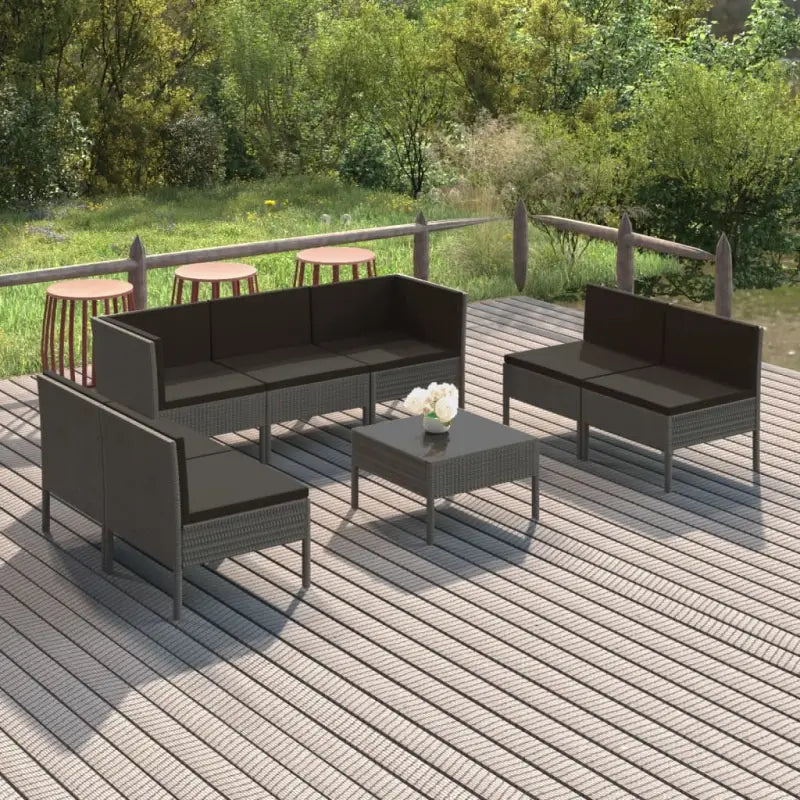 Modulaire tuinset met voetensteun en tafel voor ultiem ontspanning - 2x hoek + 5x midden + Tafel - Tuinsets
