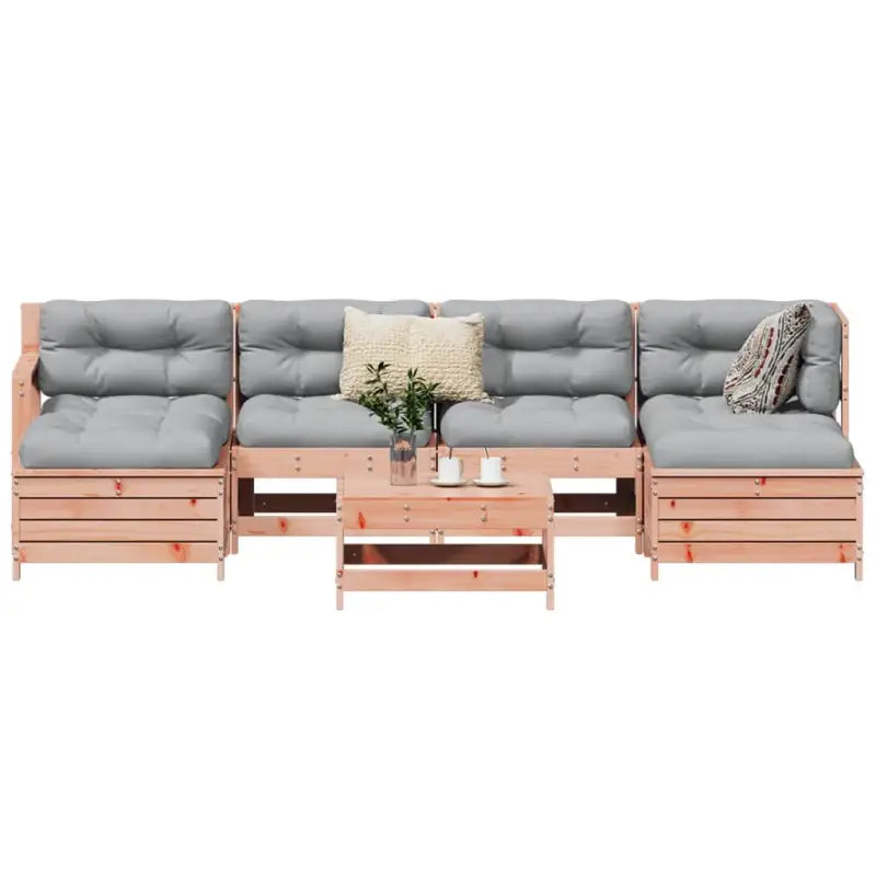 Modulaire tuinset van massief grenenhout met comfortabele zitelementen - Natuurlijk douglashout - Tuinsets