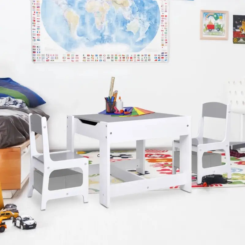 Multifunctioneel kindertafel en -stoelenset voor baby’s en peuters - Wit - Meubelsets voor baby’s & peuters