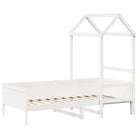 Multifunctioneel slaapbank van massief grenenhout in wit materiaal - Bedden & bedframes