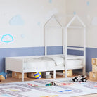 Multifunctioneel slaapbank van massief grenenhout in wit materiaal - Bedden & bedframes