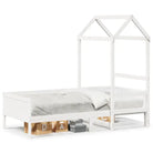 Multifunctioneel slaapbank van massief grenenhout in wit materiaal - Bedden & bedframes