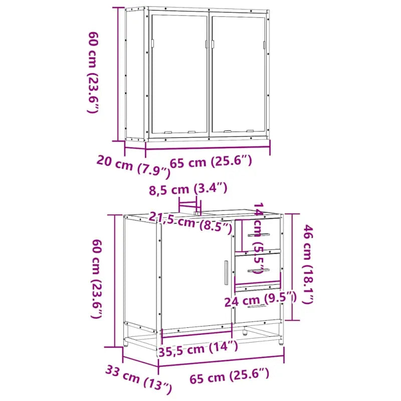 Muur gemonteerde badkamermeubelset met bewerkt hout voor een strakke uitstraling - Badkamermeubelsets