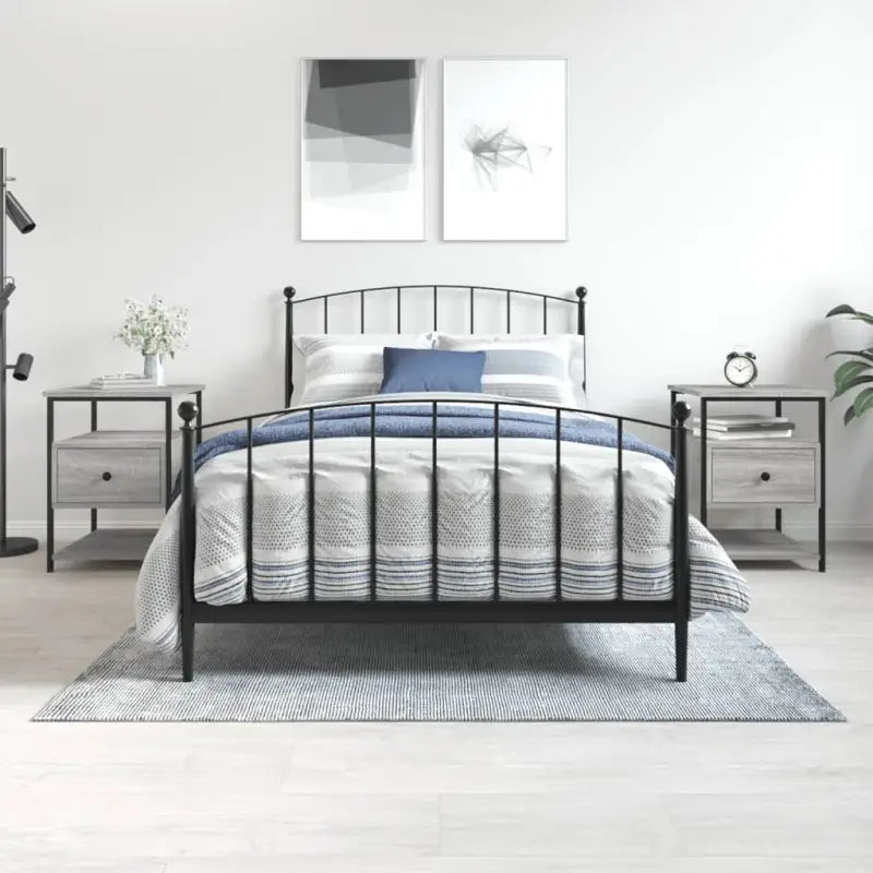 Nachtkastje in Grijs Sonoma Eiken met Verstelbare Poten - Nachtkastjes