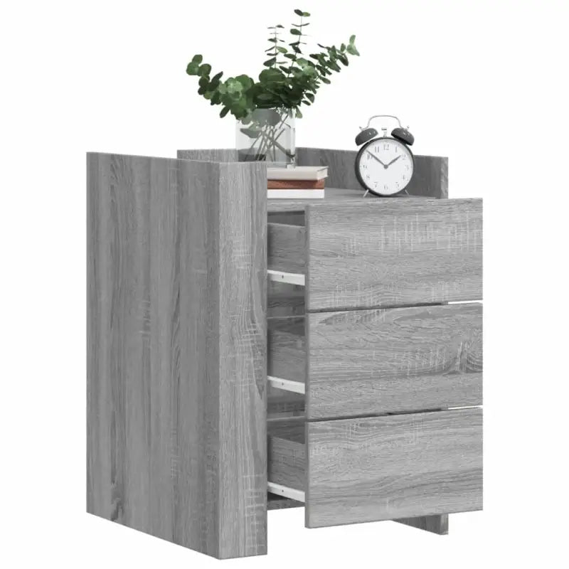 Nachtkastje met bewerkt hout voor een tijdloze interieur look - Grijs sonoma / 1 - Nachtkastjes