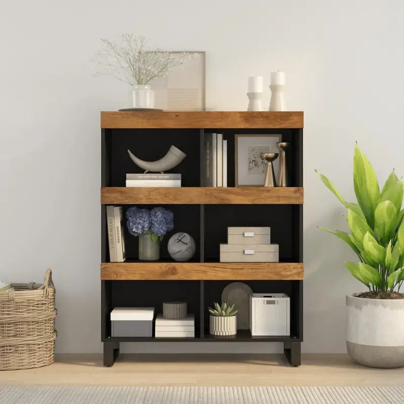 Nachtkastje met massief acaciahout en ijzeren poten voor een industriële uitstraling - Honingbruin / 1 - Nachtkastjes