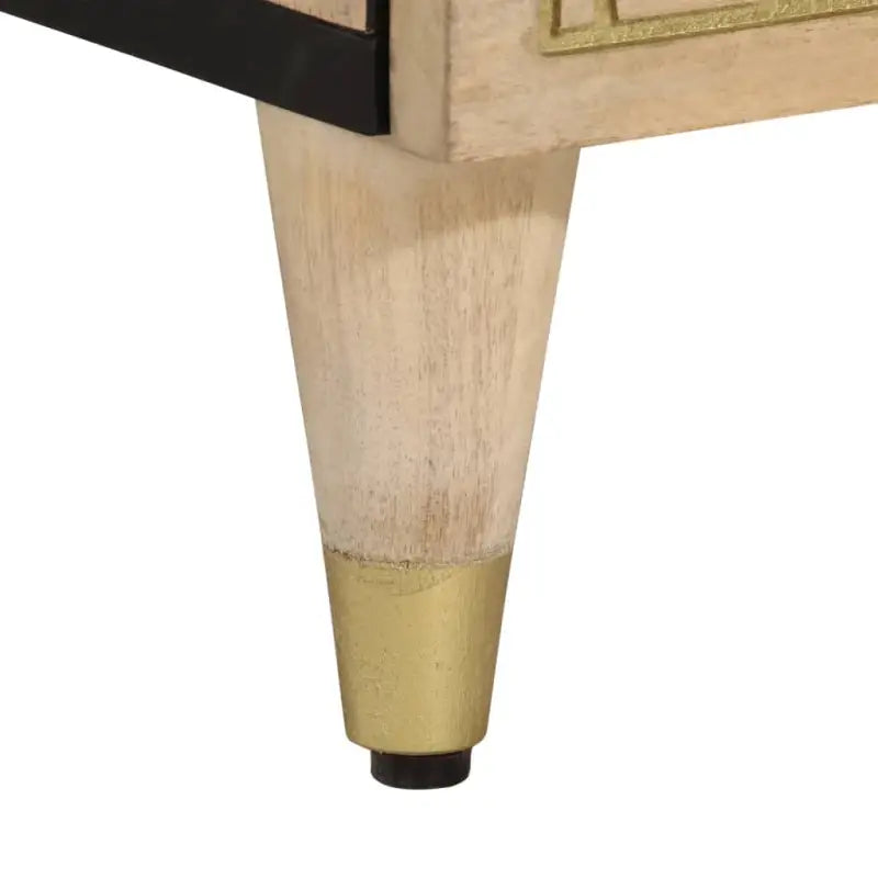 Nachtkastje met massief mangohout en houten poten in retro stijl - Nachtkastjes