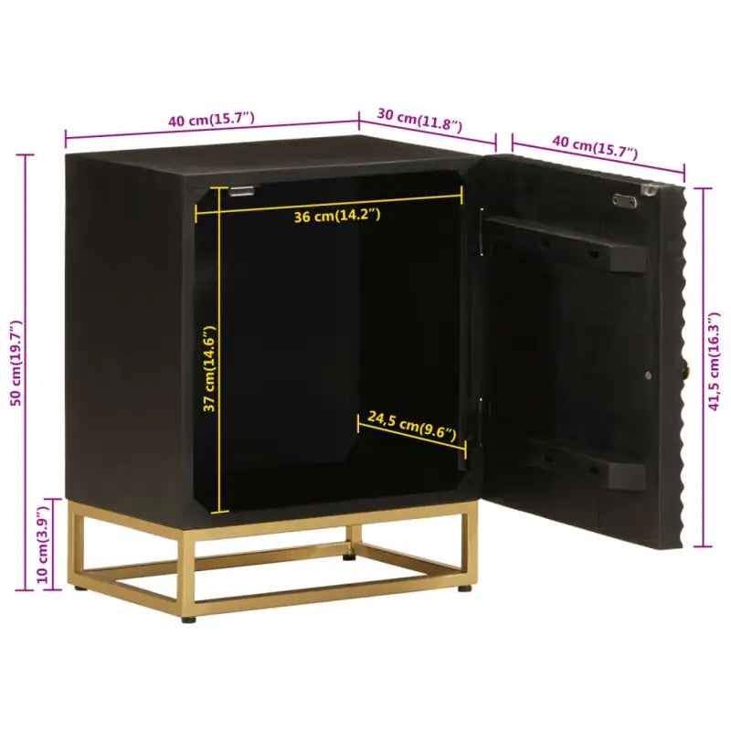 Nachtkastje met opbergruimte van massief mangohout - Opbergkasten & lockerkasten