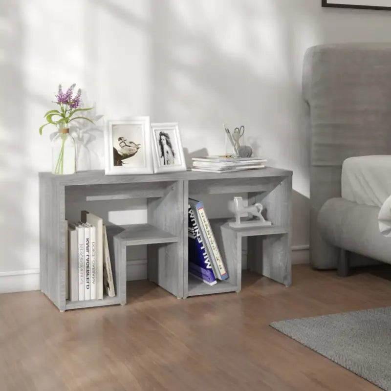 Nachtkastje van bewerkt hout met trendy en praktisch ontwerp - Grijs sonoma / 2 - Nachtkastjes