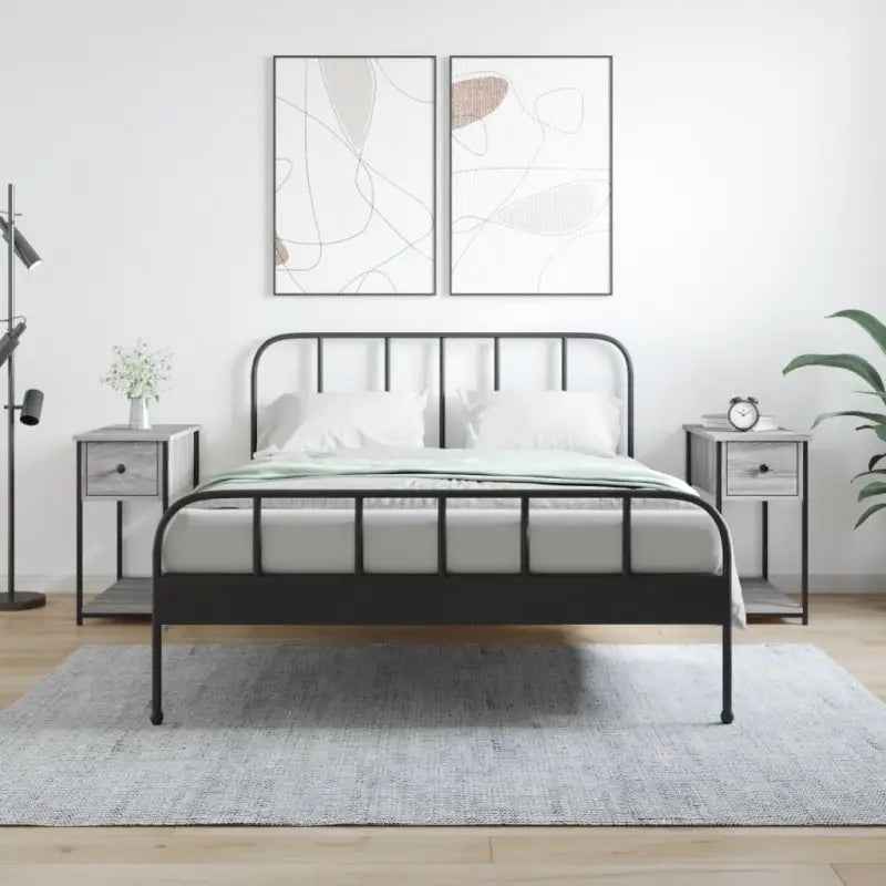 Nachtkastje van bewerkt hout met verstelbare poten en tijdloze stijl - Grijs sonoma / 2 - Nachtkastjes