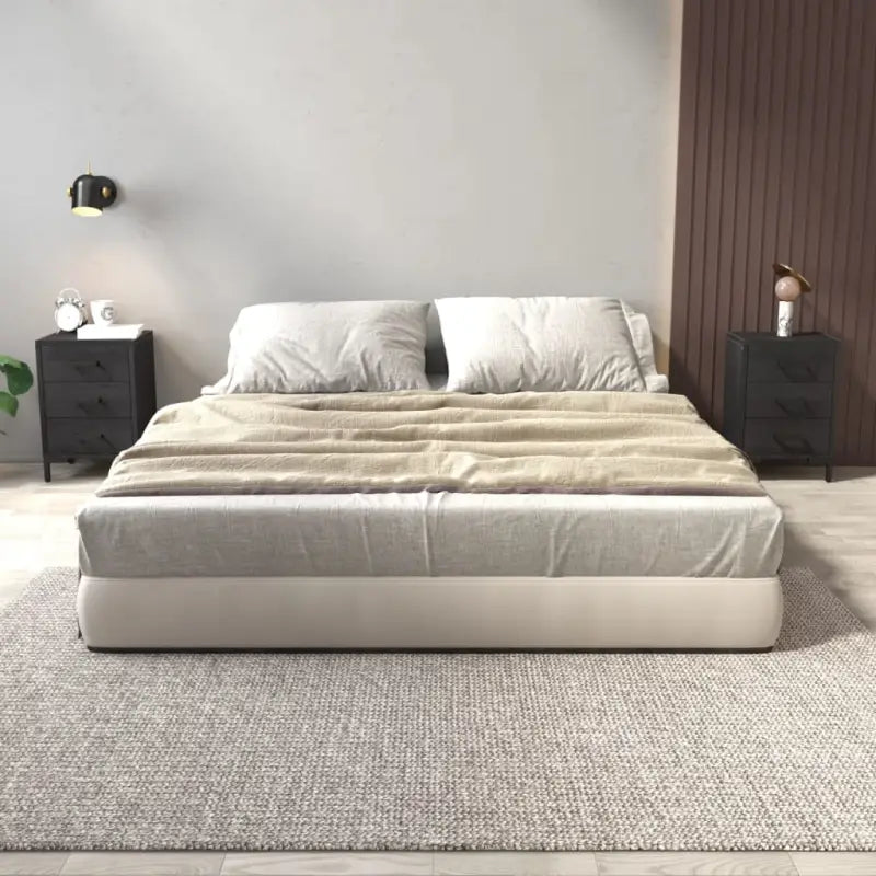 Nachtkastje van massief grenenhout met metalen poten in vintage stijl - Zwart / 40 x 30 x 55 cm / 2 - Nachtkastjes