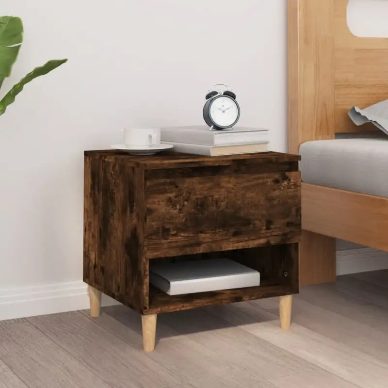 Nachtkastjes met bewerkt hout voor een elegant en tijdloos interieur - Gerookt eiken / 1 - Nachtkastjes