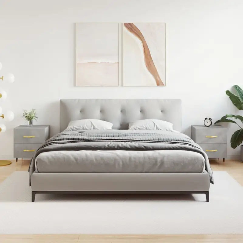 Nachtkastjes met bewerkt hout voor moderne en duurzame interieurstijl - Betongrijs / 2 - Nachtkastjes