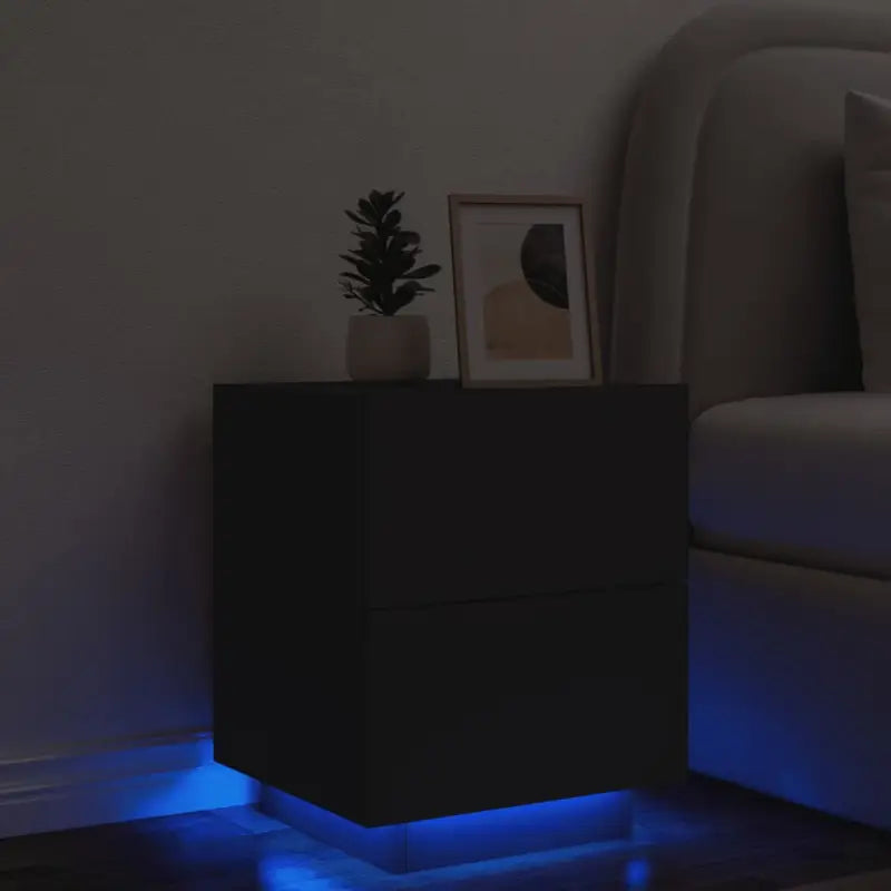 Nachtkastjes met rgb led-verlichting en duurzaam bewerkt hout - Zwart / 1 - Nachtkastjes