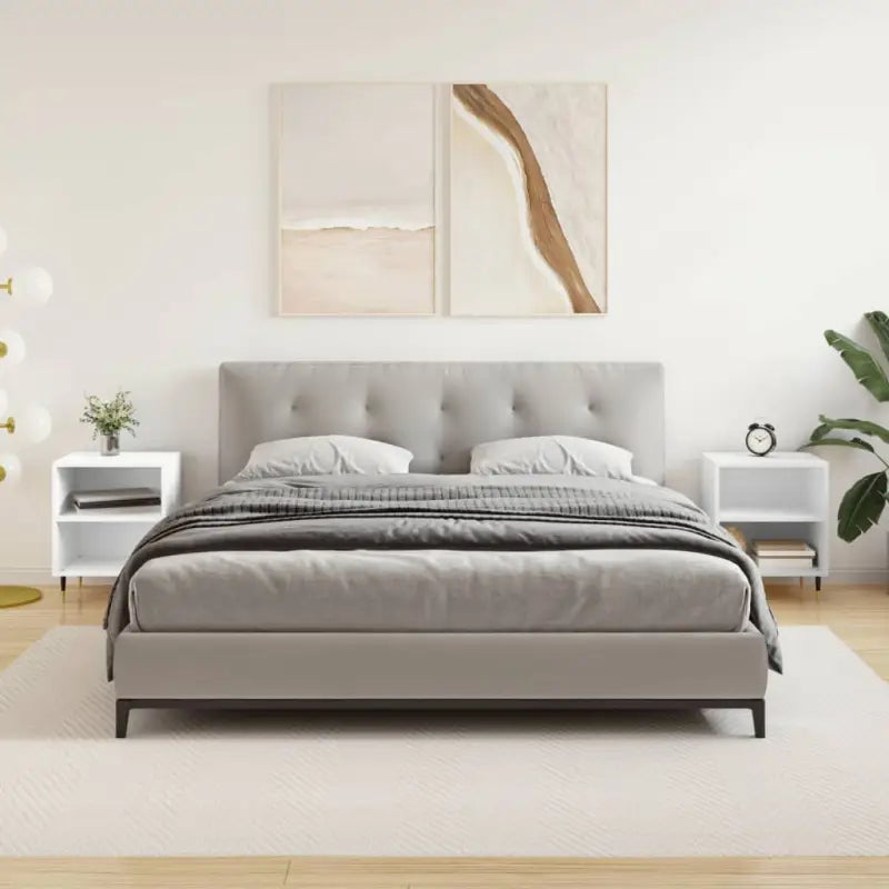 Nachtkastjes van bewerkt hout in hoogglans wit met elegant design - Wit / 2 - Nachtkastjes