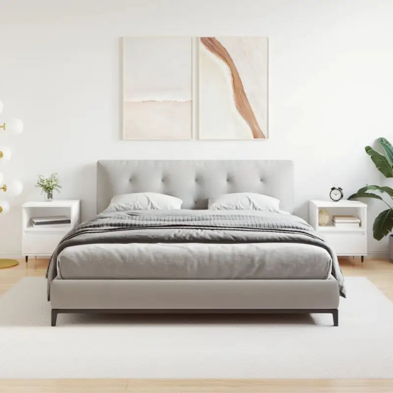 Nachtkastjes van bewerkt hout met metalen poten voor een elegante uitstraling - Wit / 2 - Nachtkastjes