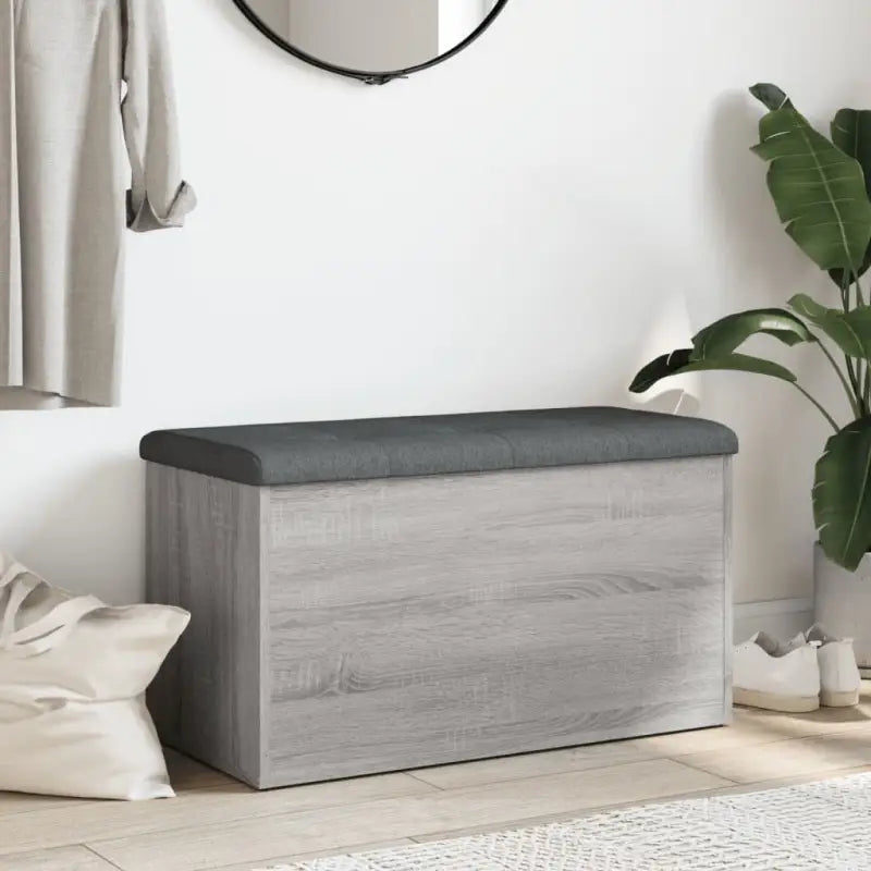 Opbergbankje grijs sonoma bewerkt hout voor opslag en zitplezier - Opberg- & halbankjes