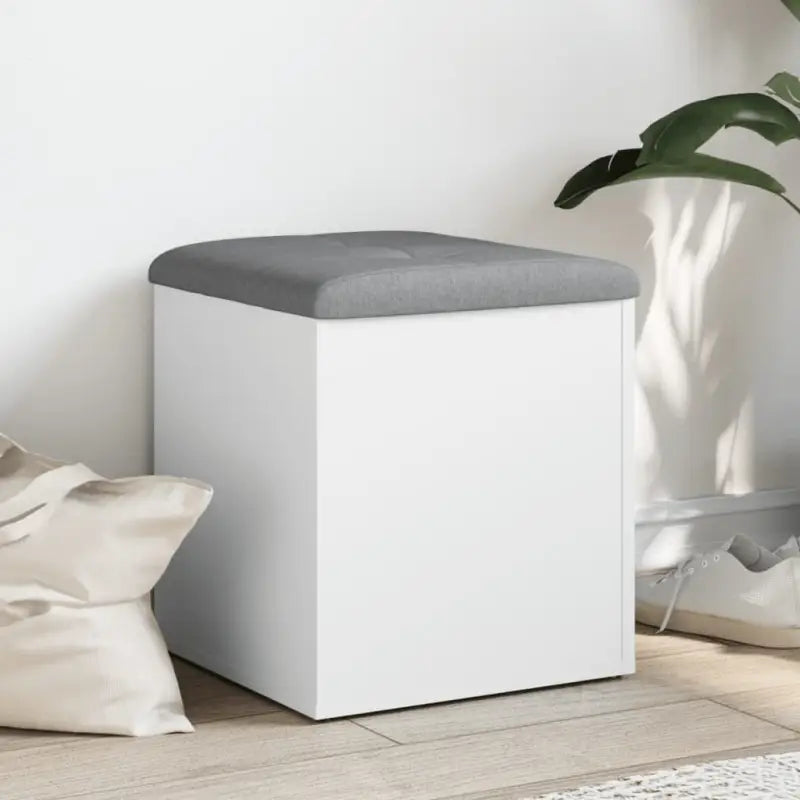 Opbergbankje grijs sonoma bewerkt hout voor opslag en zitplezier - Wit / 42 x 42 x 45 cm - Opberg- & halbankjes