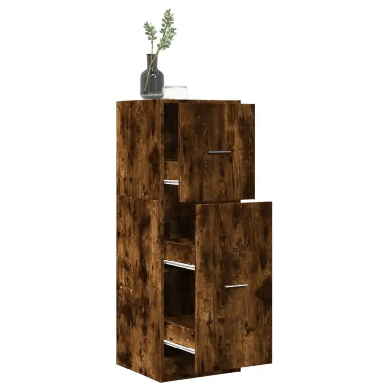 Opbergkast met bewerkt hout voor stijlvol en duurzaam opbergen - Gerookt eiken / 40 x 41 x 118 cm / 1 - Opbergkasten &