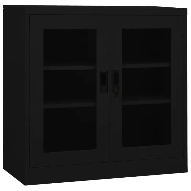 Opbergkast met verstelbare schappen en gehard glas voor documentenstorage - Zwart / 90 x 40 x 90 cm / 1 - Opbergkasten