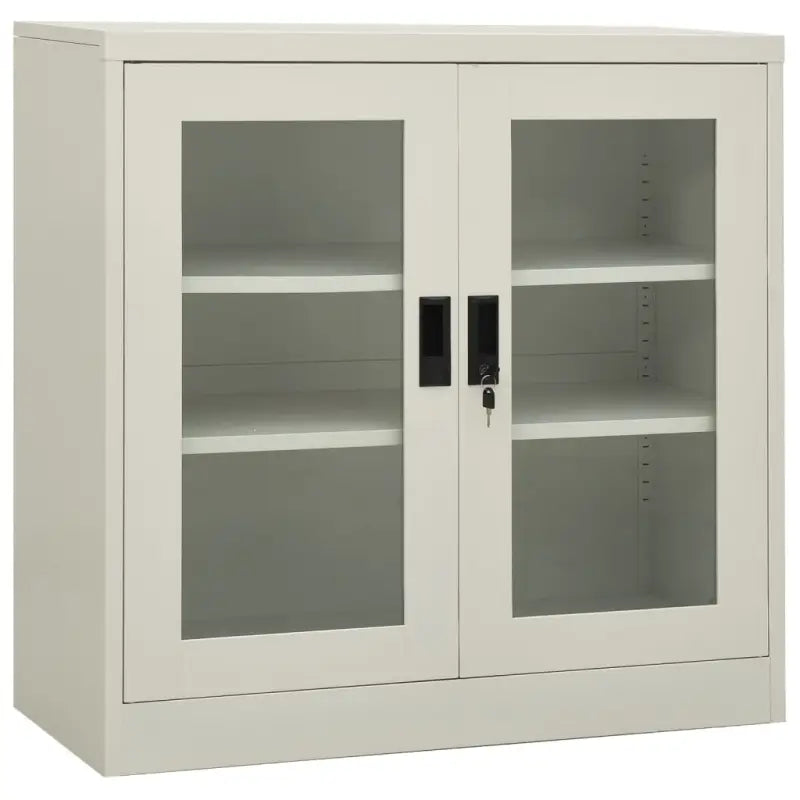 Opbergkast met verstelbare schappen en gehard glas voor documentenstorage - Lichtgrijs / 90 x 40 x 90 cm / 1