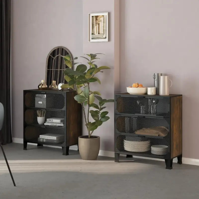 Opbergkast van metaal en MDF voor een nette en overzichtelijke ruimte - rustiekbruin / 2 - Opbergkasten & lockerkasten