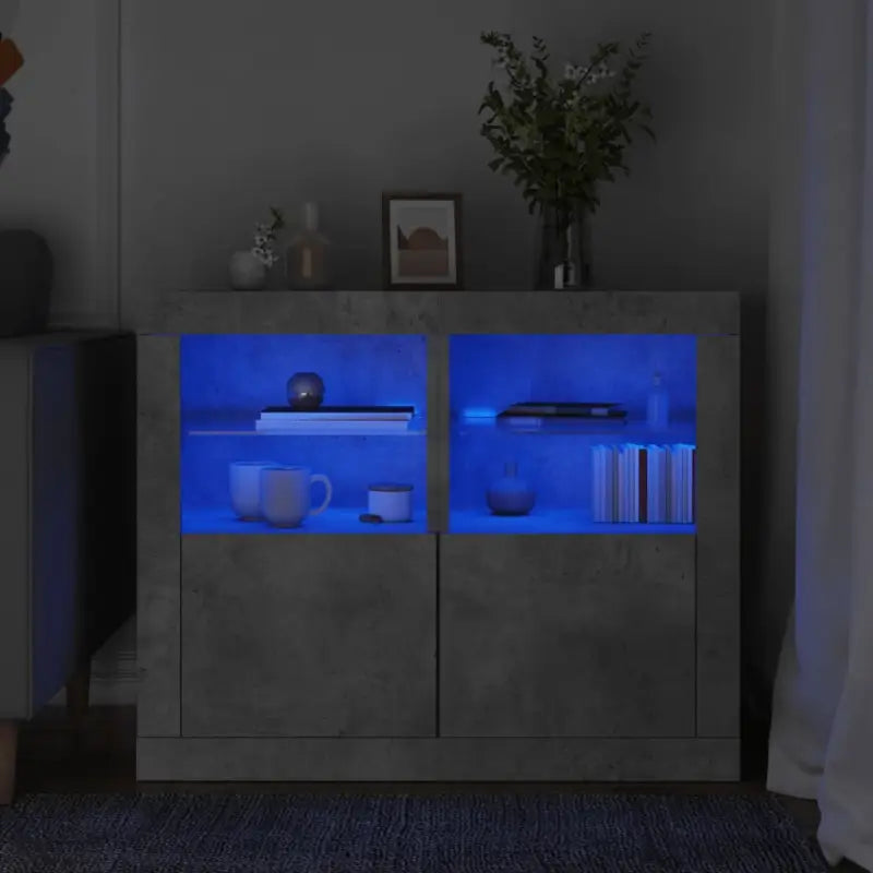 Opbergkasten met RGB LED-verlichting en bewerkt hout - Betongrijs / 2 - Opbergkasten & lockerkasten