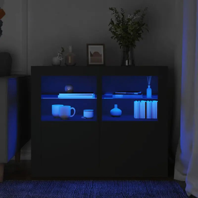 Opbergkasten met RGB LED-verlichting en bewerkt hout - Zwart / 2 - Opbergkasten & lockerkasten