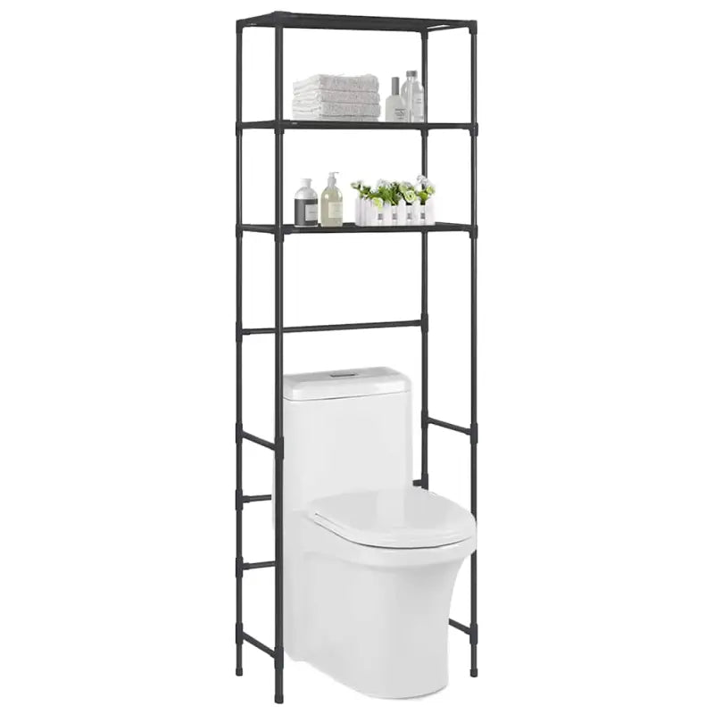 Opbergrek voor boven het toilet voor een overvolle badkamer - Zwart / 53 x 28 x 169 cm - Handdoekrekken & -houders