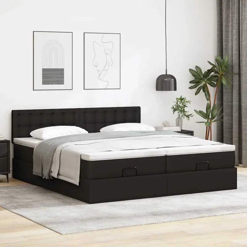 Ottomaan bed met ruime opbergruimte en zwart materiaal voor comfortabele nachten - Bedden & bedframes