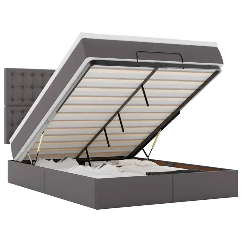 Ottomaan bed met ruime opbergruimte in grijs materiaal - Bedden & bedframes