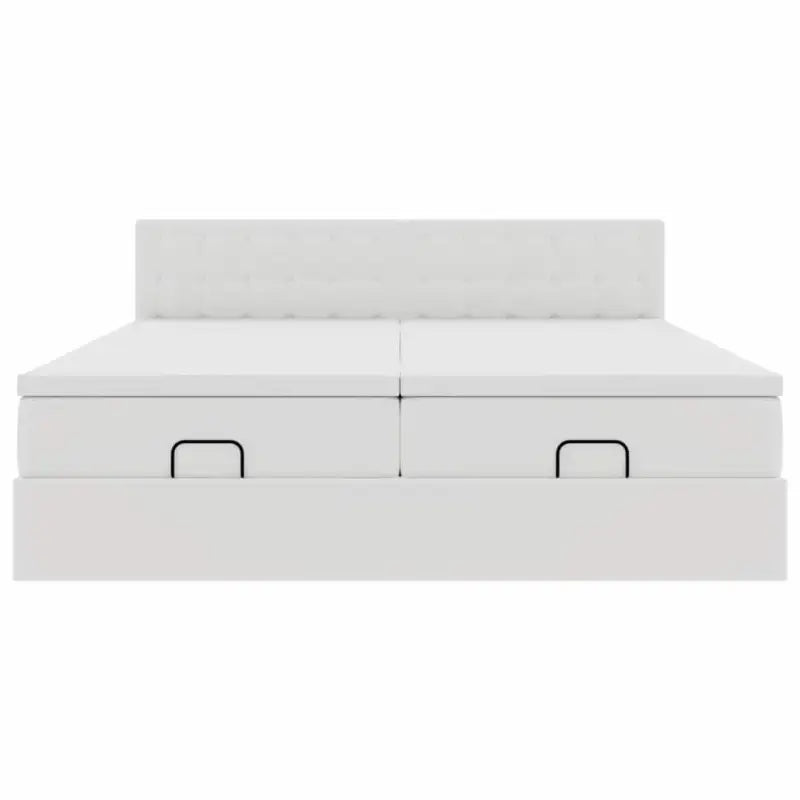 Ottomaans bed met wit materiaal en ruime opbergruimte - Bedden & bedframes