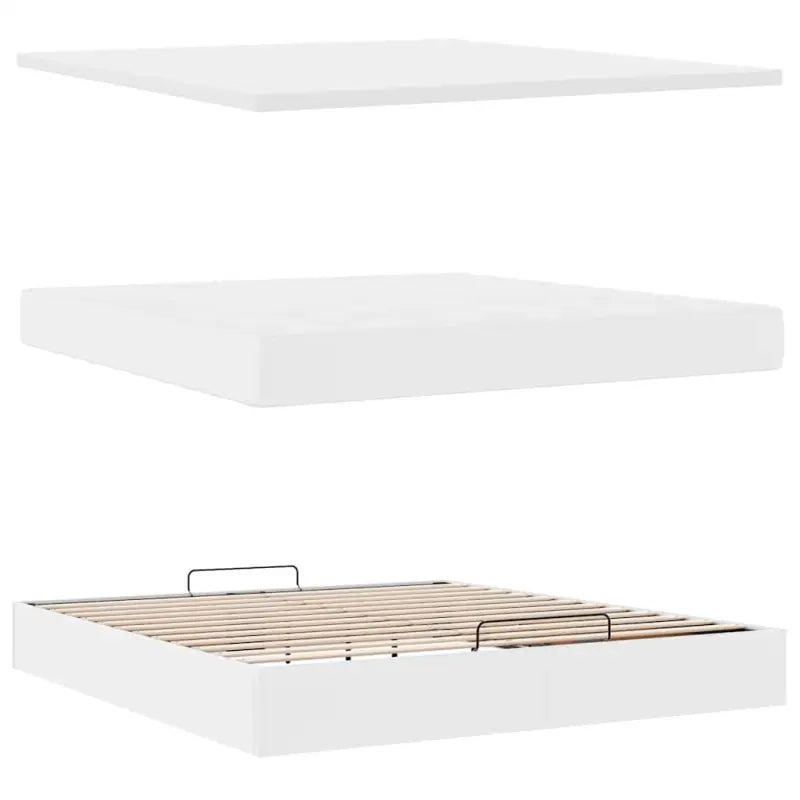 Ottomaanse bed met matras in wit materiaal en ruime opbergruimte - Bedden & bedframes