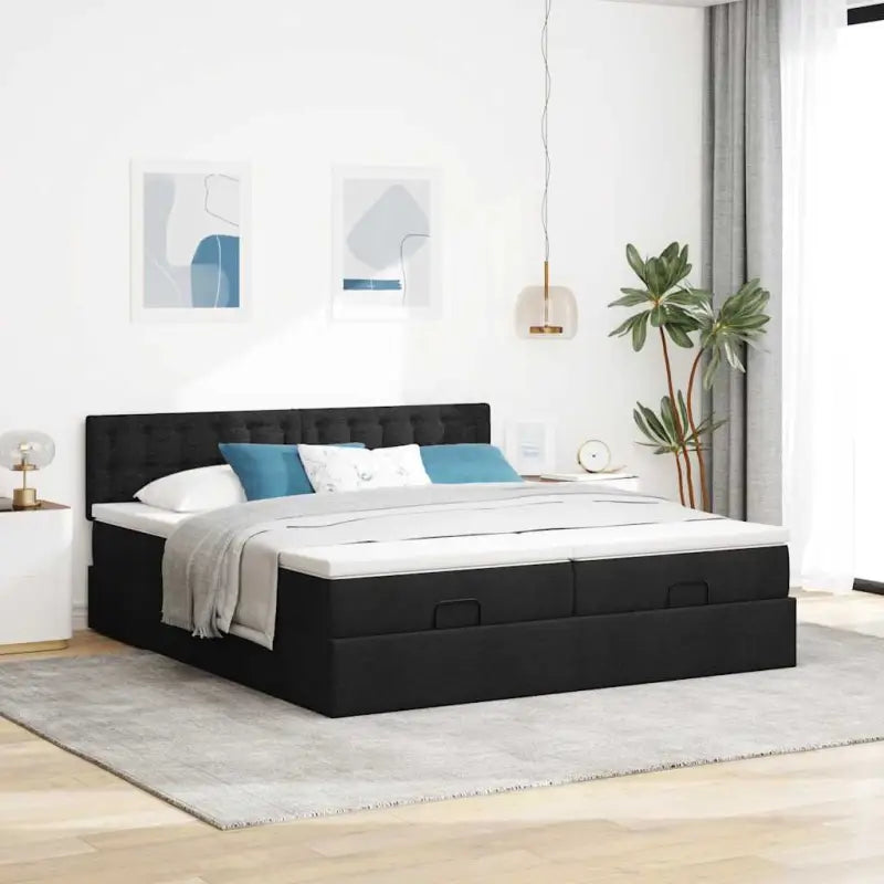 Ottomaanse bed met ruime opbergruimte en zwart materiaal voor comfort - Bedden & bedframes